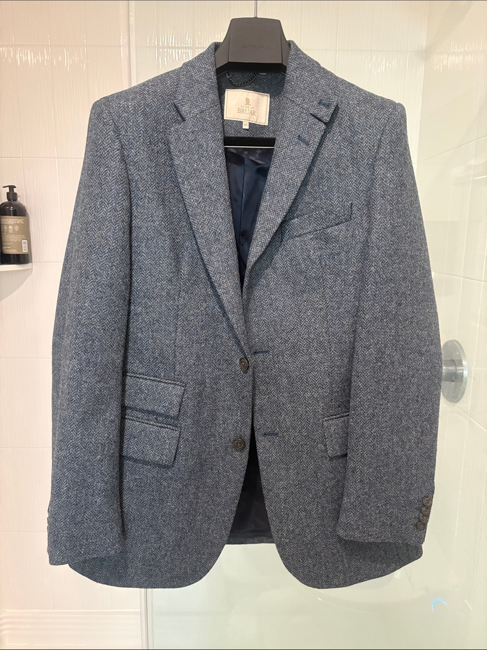 Men's Blue Herringbone Wool Sport Coat